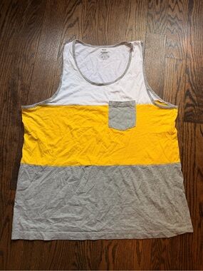 George Men’s Yellow, Gray & White Colorblock Tank Top